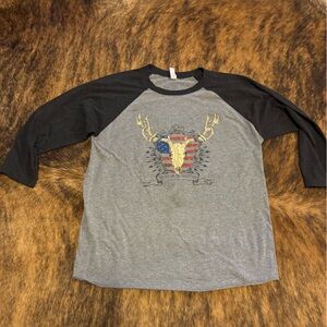 Patriotic Gray and Black Raglan Tee